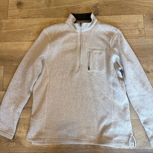 Woolrich Men’s Quarter Zip Pullover Fleece Lined Beige SweaterShirt Size L